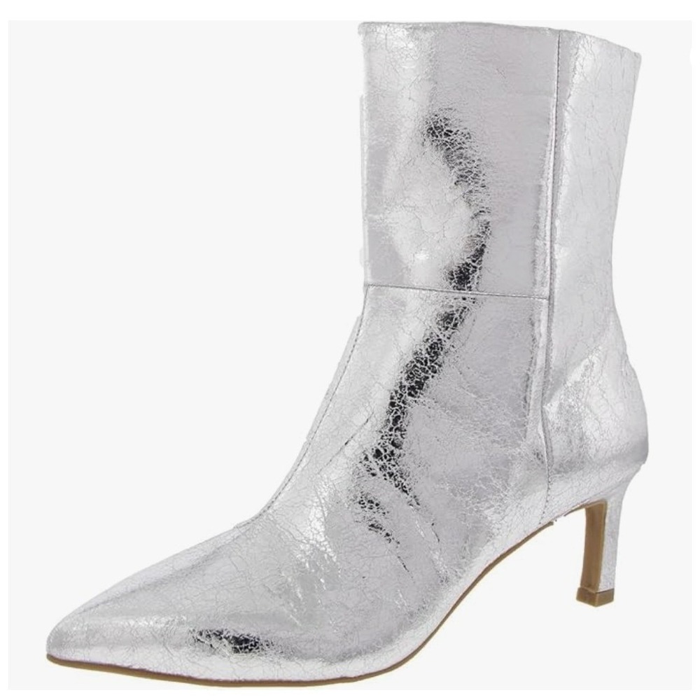 DV Dolce Vita Size 6.5 Silver Metallic Pointed Toe‎ Ankle Boots NEW Gradie $180